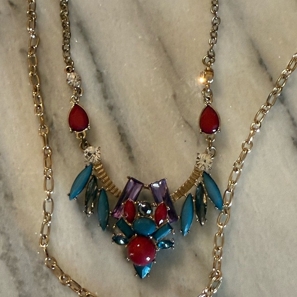 Fashion Jewelry Colorful Double Chain Necklace Aztec Pattern Bohemian Style - Picture 3 of 10